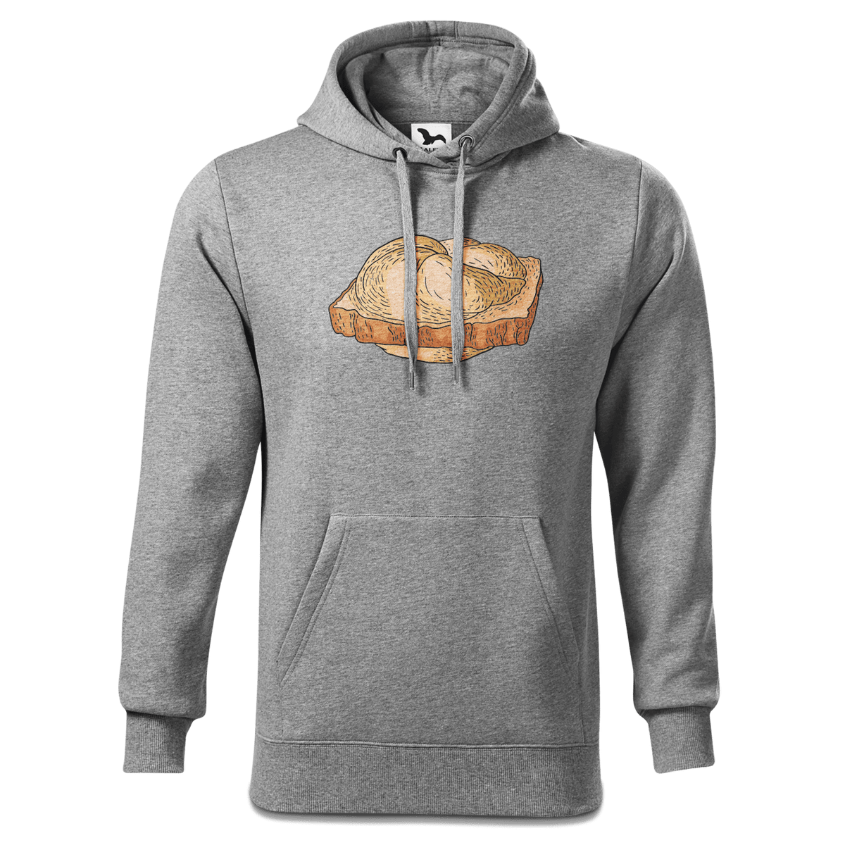 Die Elemente Leberkassemmel Sweatshirt Hoody Herren Grau Meliert Pulvermuehle Front