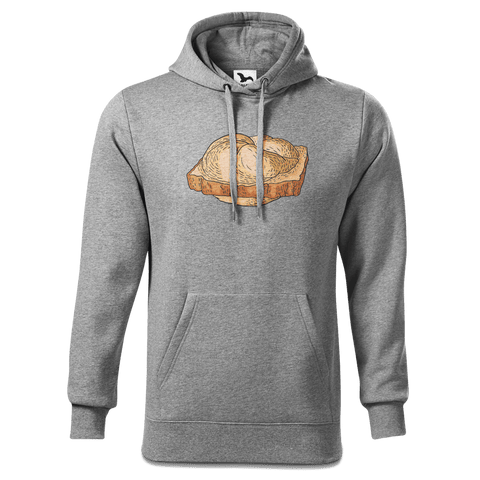 Die Elemente Leberkassemmel Sweatshirt Hoody Herren Grau Meliert Pulvermuehle Front