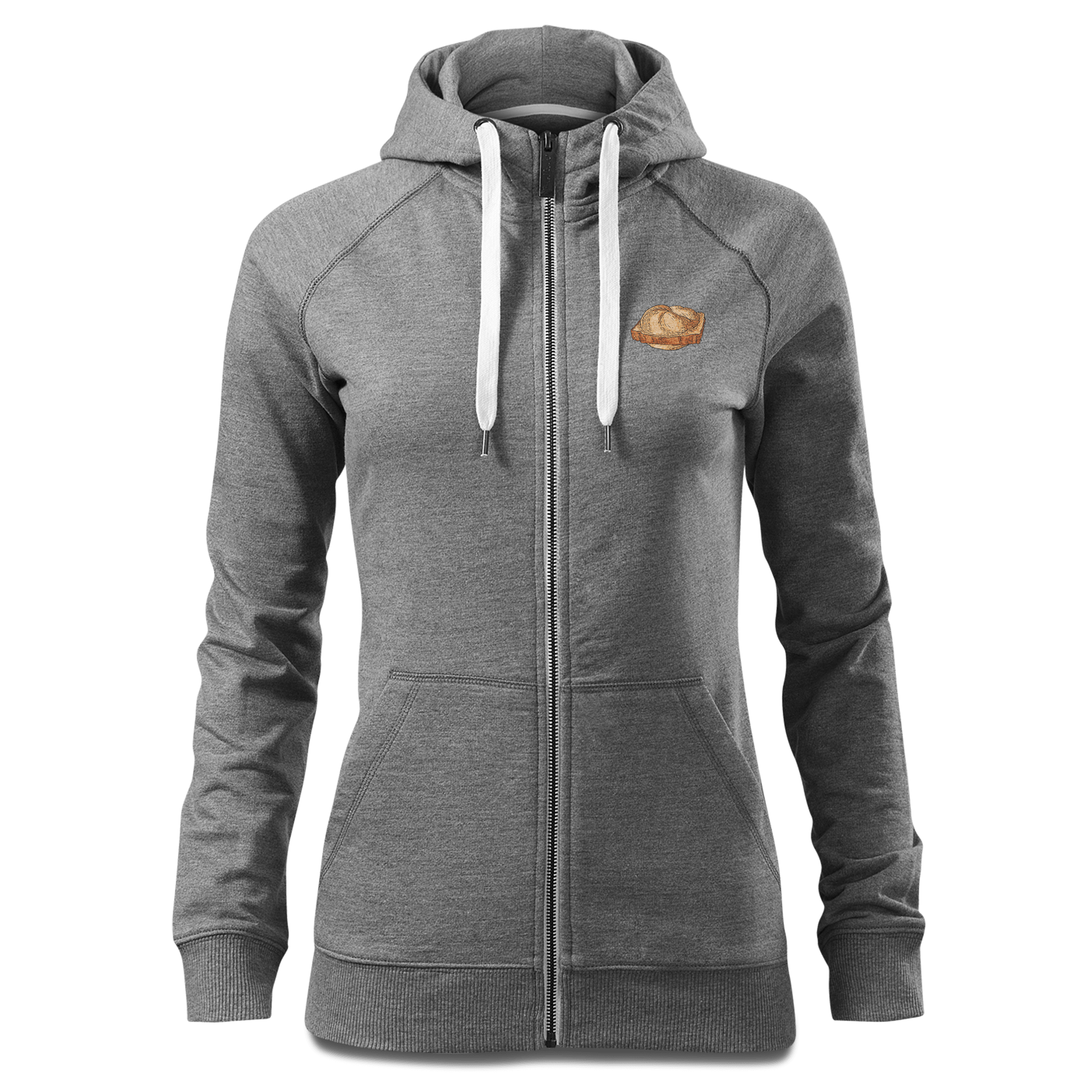 Die Elemente Leberkassemmel Sweatshirt Zip Hoody Damen Grau Meliert Kreut Front