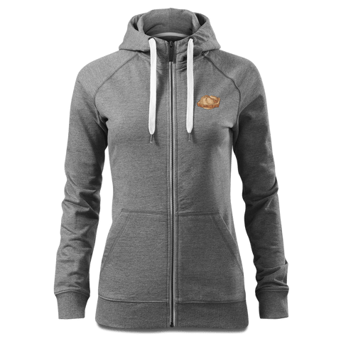 Die Elemente Leberkassemmel Sweatshirt Zip Hoody Damen Grau Meliert Kreut Front