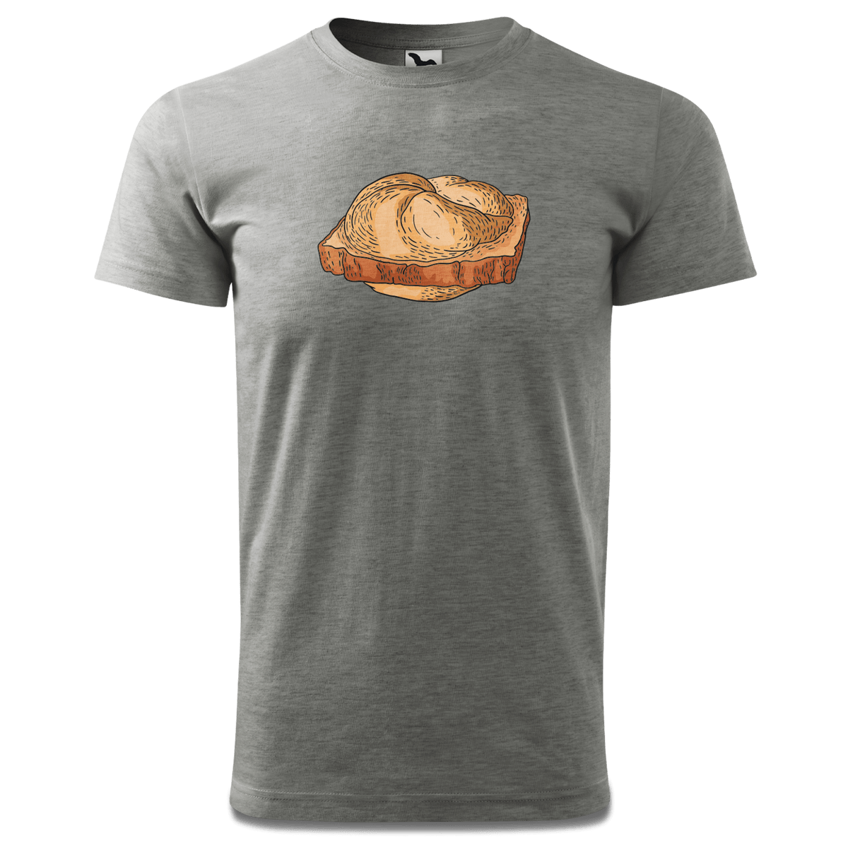 Die Elemente Leberkassemmel T Shirt Herren Grau Meliert Hofau Front