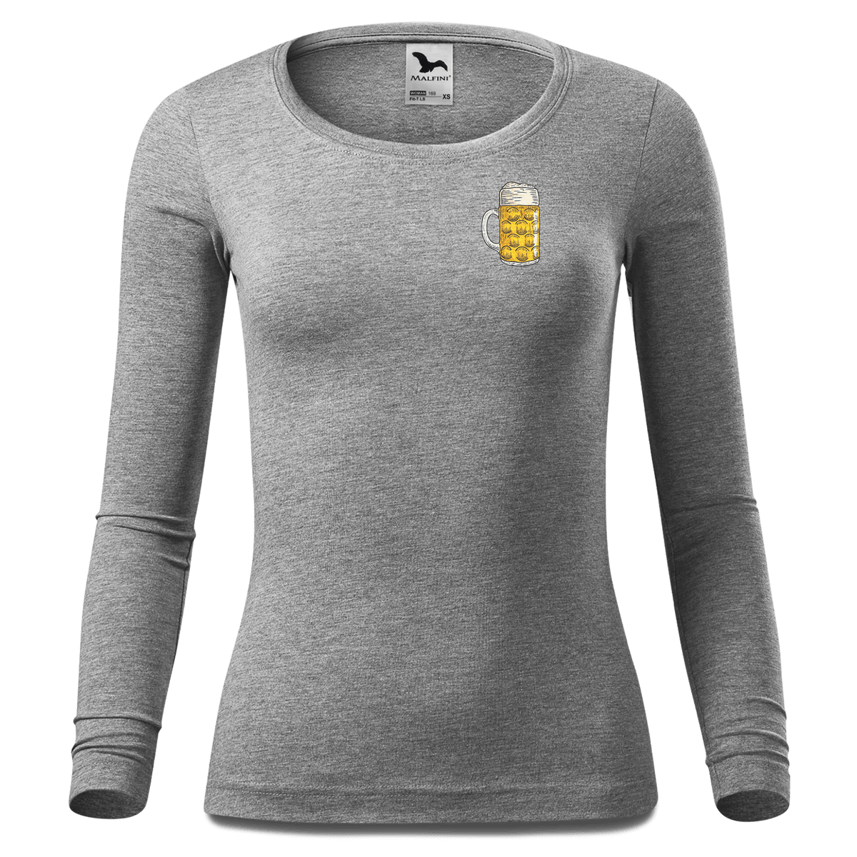 Die Elemente Mass Bier Longsleeve Fitted Damen Grau Meliert Schoemering Front