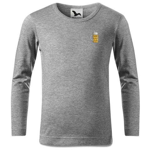 Die Elemente Mass Bier Longsleeve Kinder Grau Meliert Weinberg Front