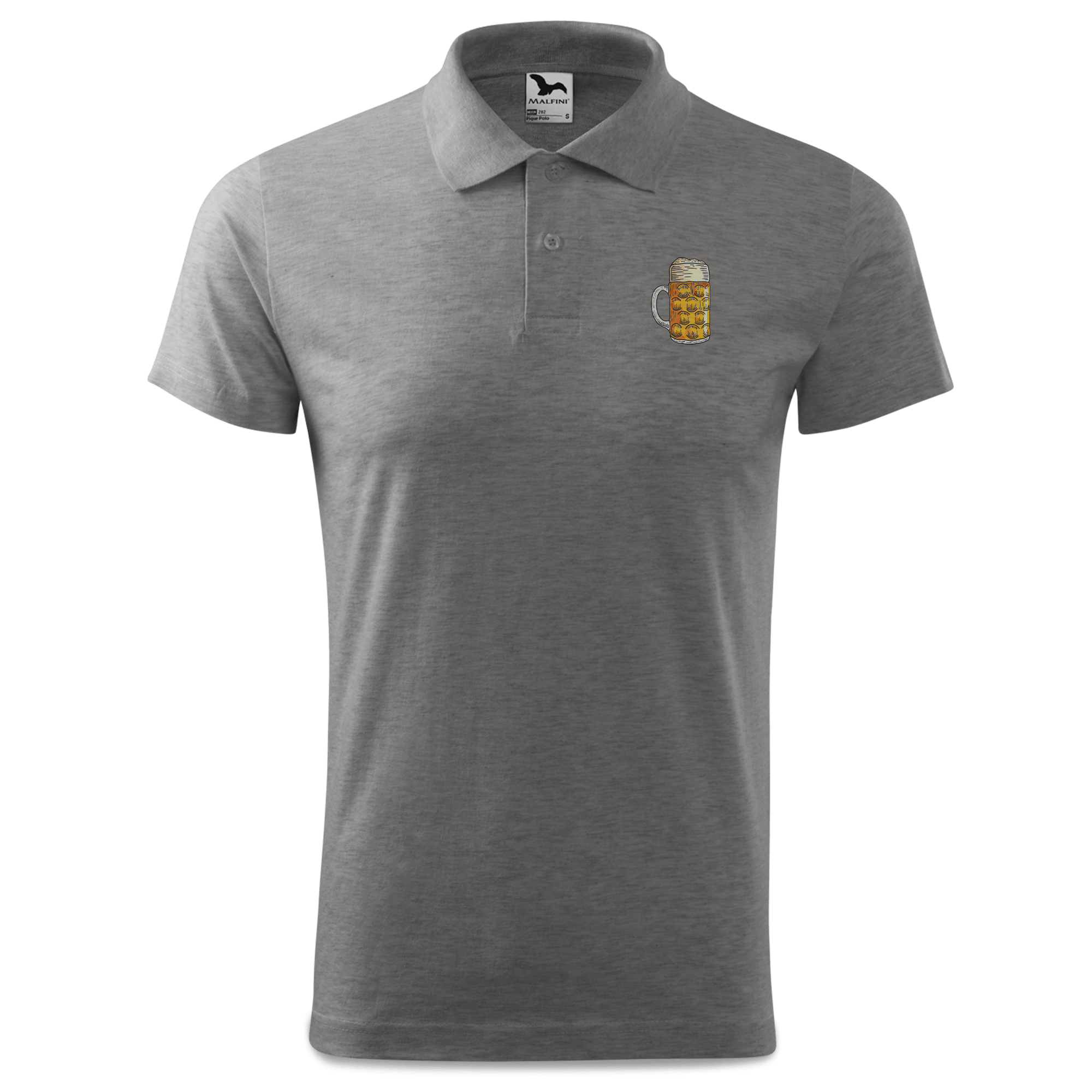 Die Elemente Mass Bier Polo Shirt Herren Grau Meliert Leiten Front