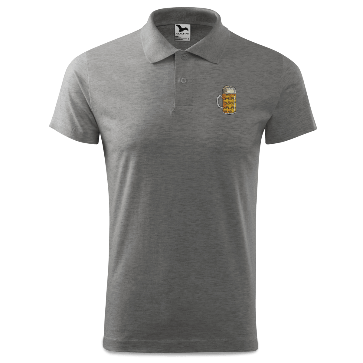 Die Elemente Mass Bier Polo Shirt Herren Grau Meliert Leiten Front