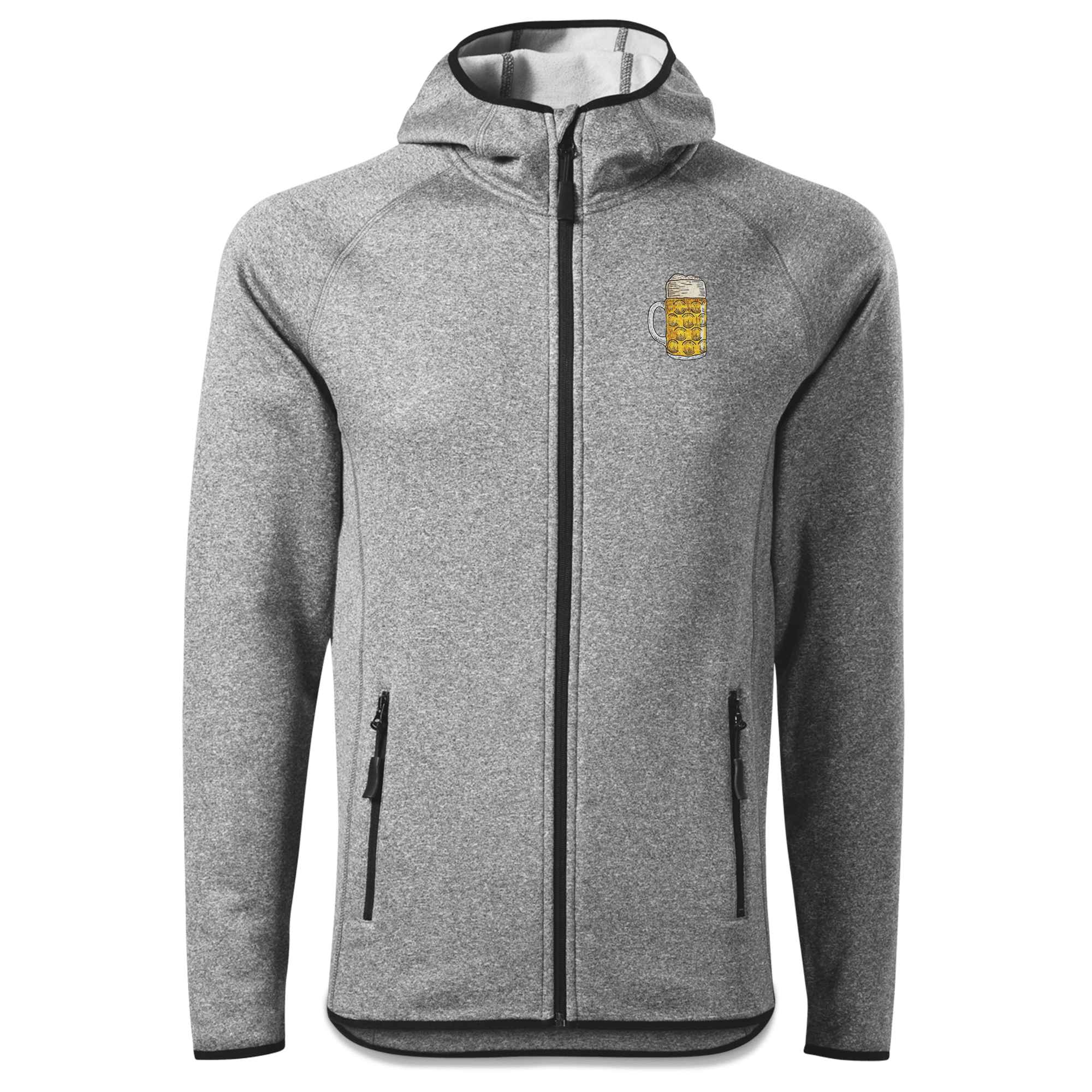 Die Elemente Mass Bier Stretch Fleece Herren Grau Meliert Oed Front