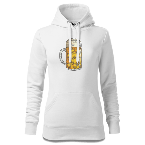 Die Elemente Mass Bier Sweatshirt Hoody Damen Weiss Eckenholz Front