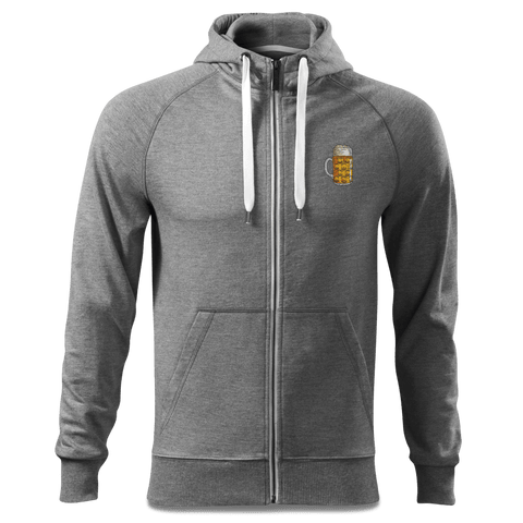 Die Elemente Mass Bier Sweatshirt Zip Hoody Herren Grau Meliert Lauterbacherfilze Front