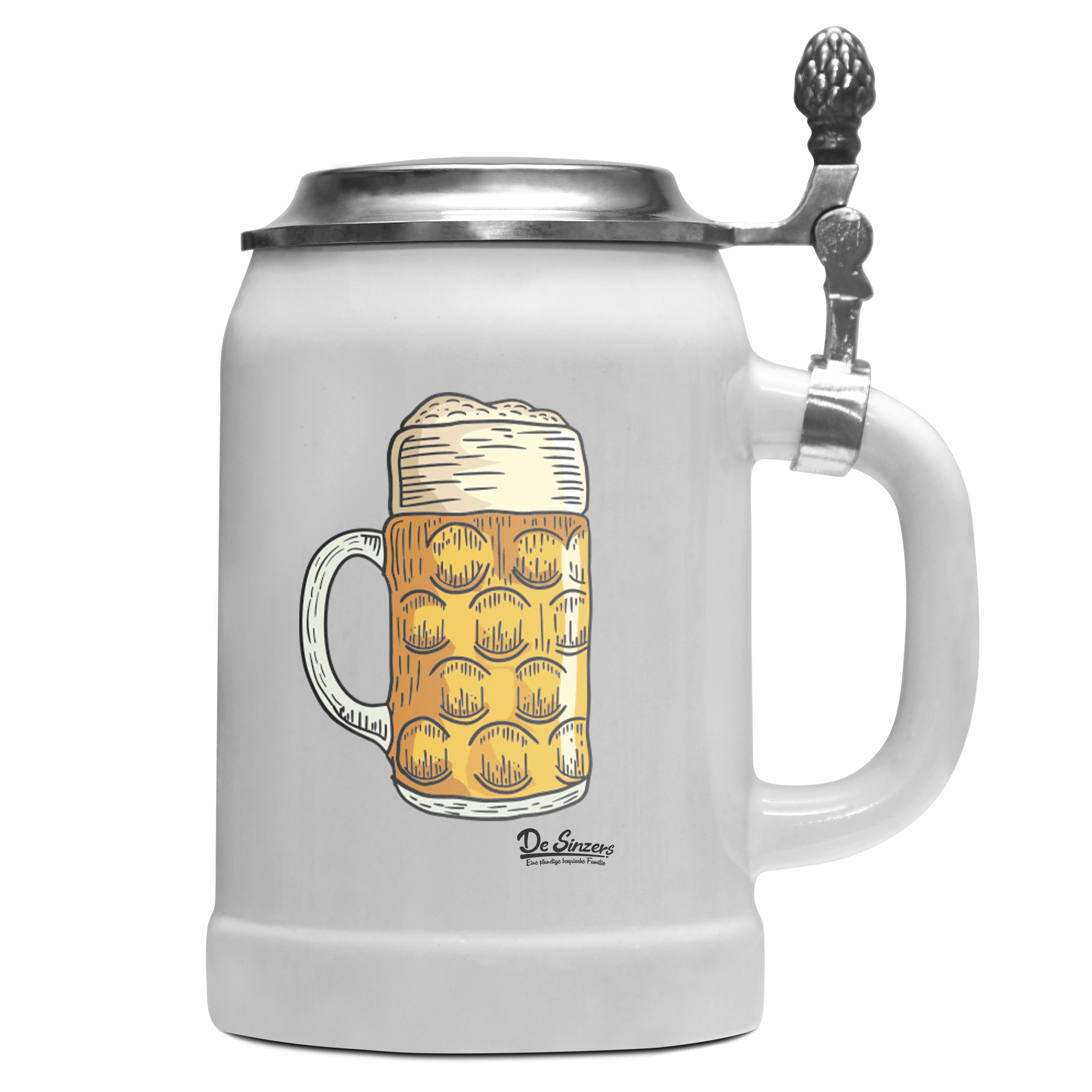 Die Elemente Mass Bier Bierkrug 500ml Weiss mit Deckel Wetterspitzen Front