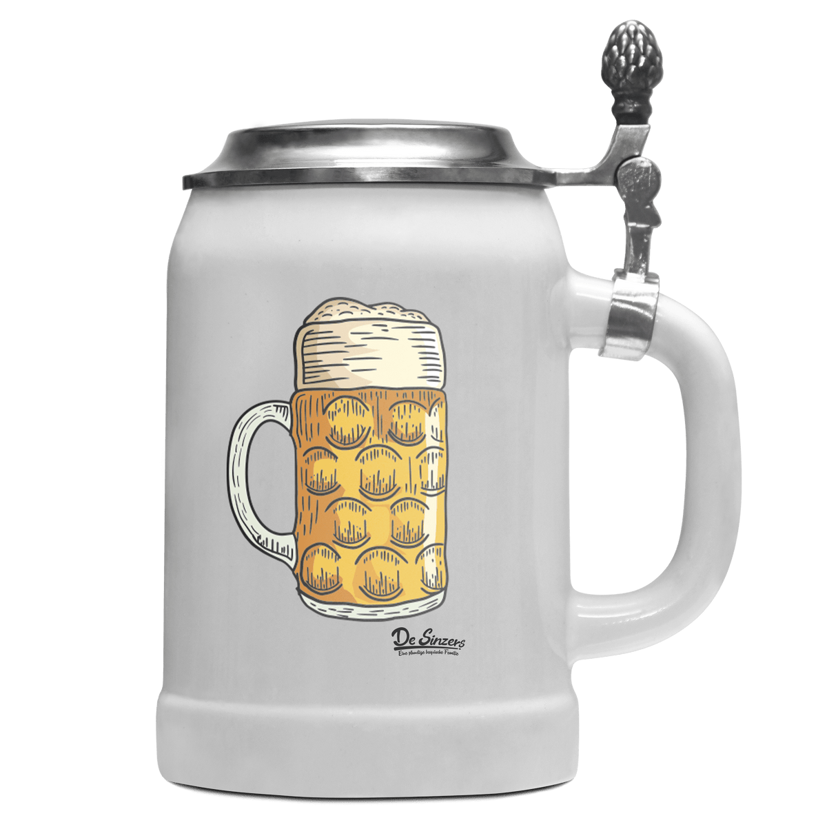 Die Elemente Mass Bier Bierkrug 500ml Weiss mit Deckel Wetterspitzen Front