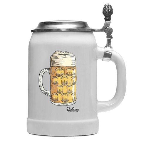 Die Elemente Mass Bier Bierkrug 500ml Weiss mit Deckel Wetterspitzen Front