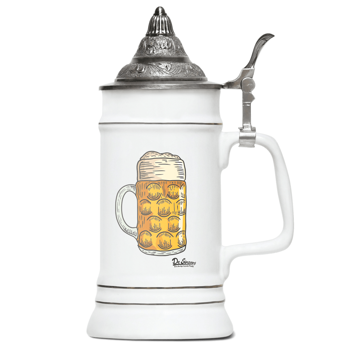 Die Elemente Mass Bier Bierkrug 500ml Weiss mit Spitzdeckel Wendelstein Front