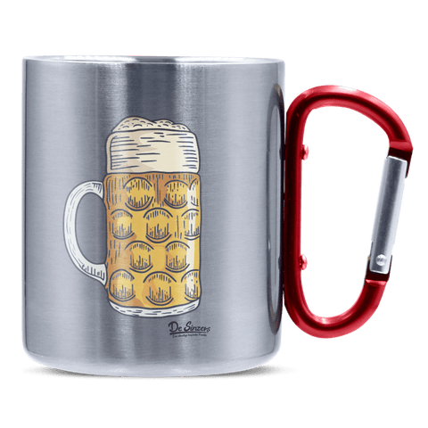 Die Elemente Mass Bier Edelstahl Kaffeetasse roter Karabiner 320ml Kitzstein Front