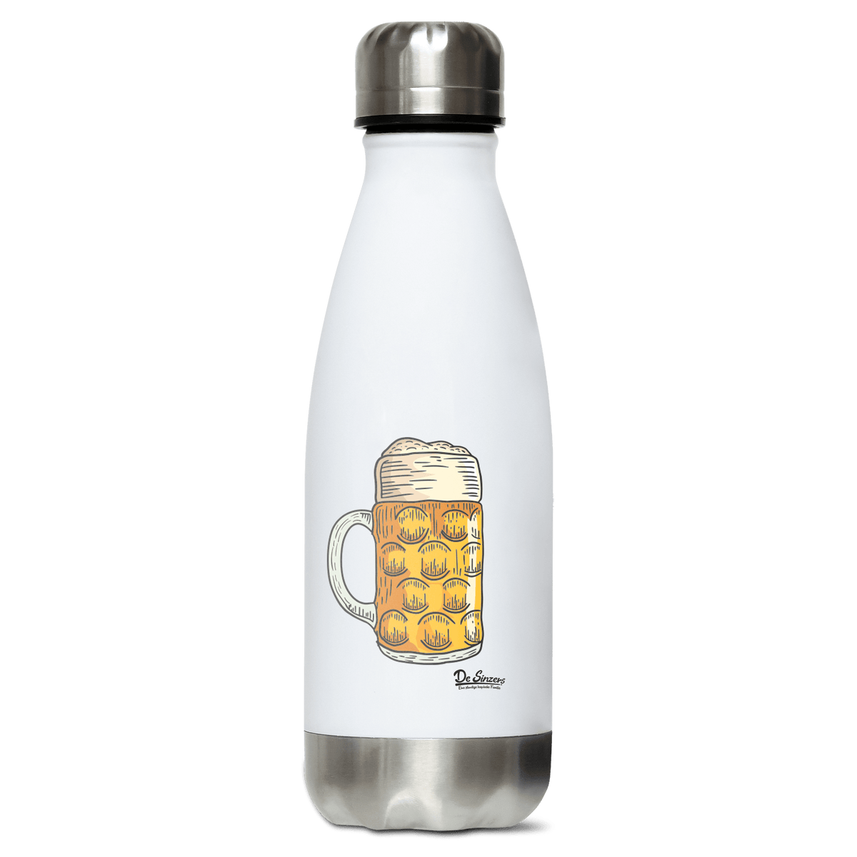 Die Elemente Mass Bier Edelstahl Thermoflasche 350ml Weiss Silber Kreuzspitze Front