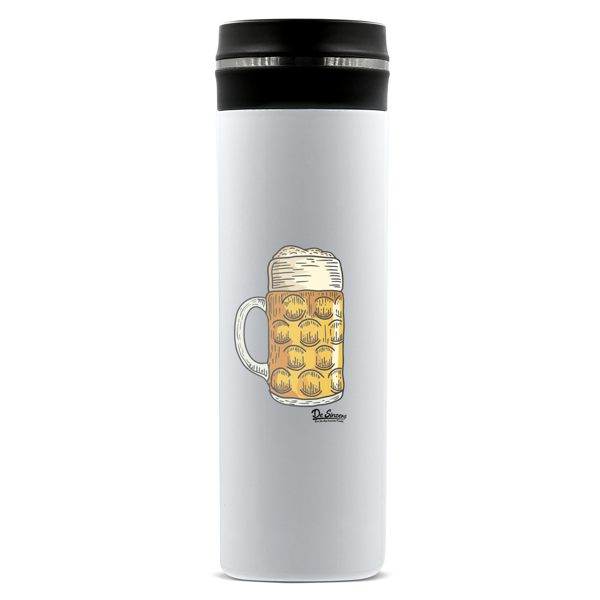 Die Elemente Mass Bier Edelstahl Thermoflasche 450ml Weiss Geigelstein Front