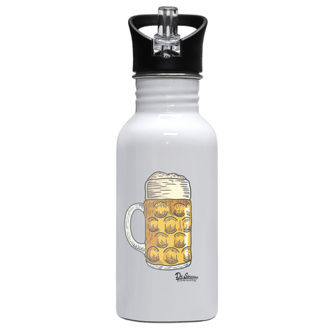 Die Elemente Mass Bier Edelstahl Trinkflasche mit klappbarem Mundstueck 500ml Weiss Rotwand Front