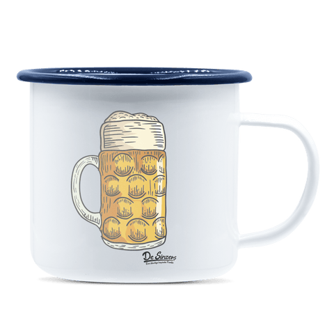 Die Elemente Mass Bier Emaille Tasse 375ml Weiss Blau Heuberg Front