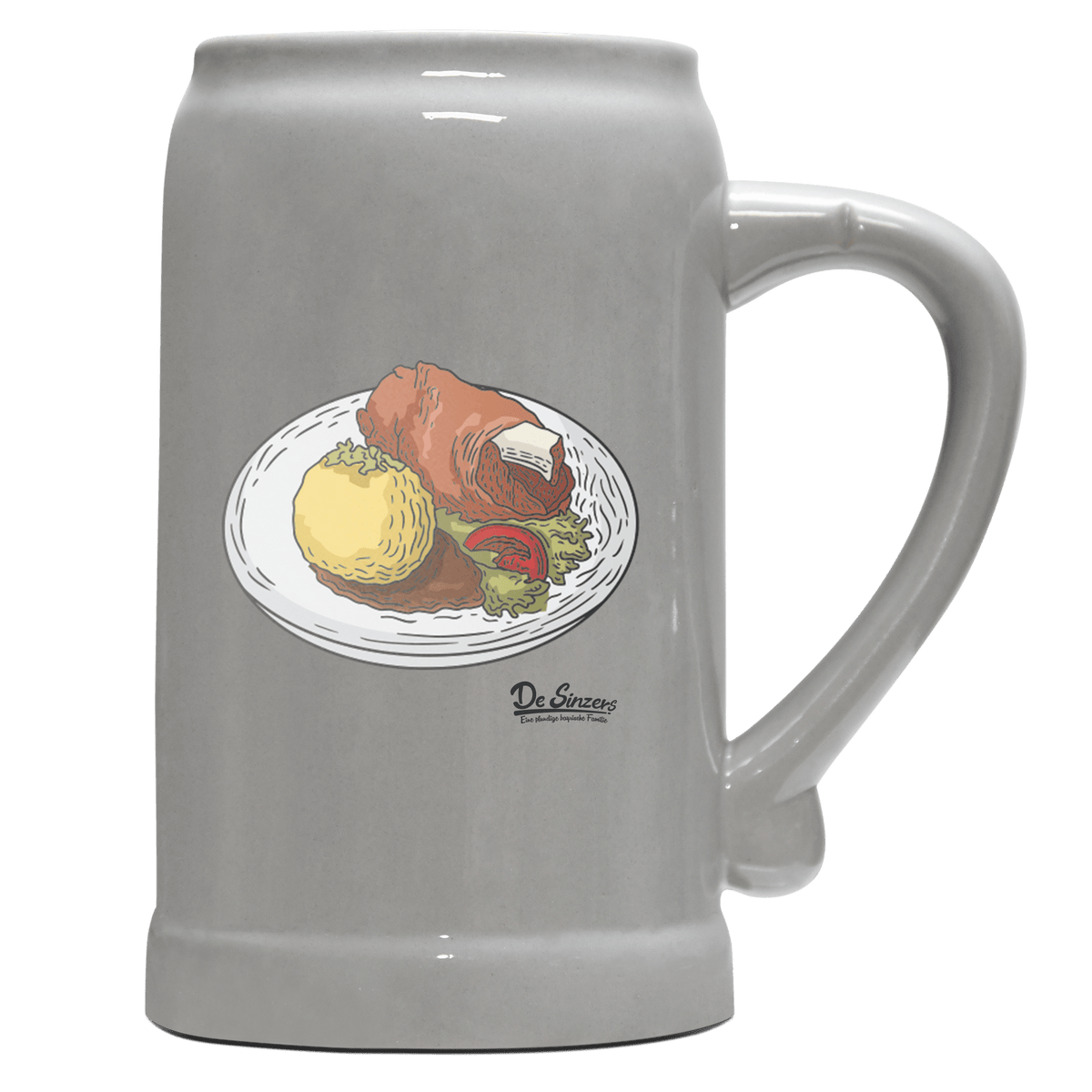 Die Elemente Schweinsbraten Bierkrug 1000ml Grau Zugspitze Front