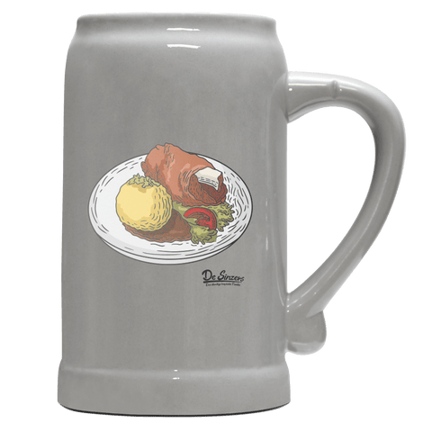 Die Elemente Schweinsbraten Bierkrug 1000ml Grau Zugspitze Front