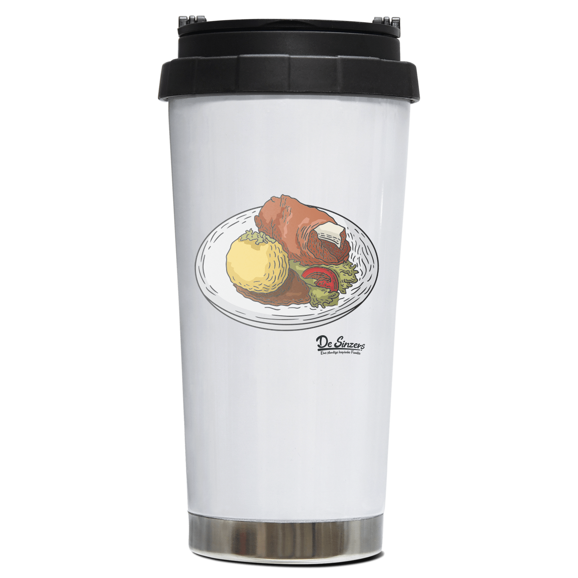 Die Elemente Schweinsbraten Edelstahl Trinkbecher To Go 470ml Weiss Wildbarren Front