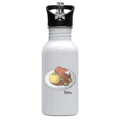 Die Elemente Schweinsbraten Edelstahl Trinkflasche mit klappbarem Mundstueck 500ml Weiss Rotwand Front