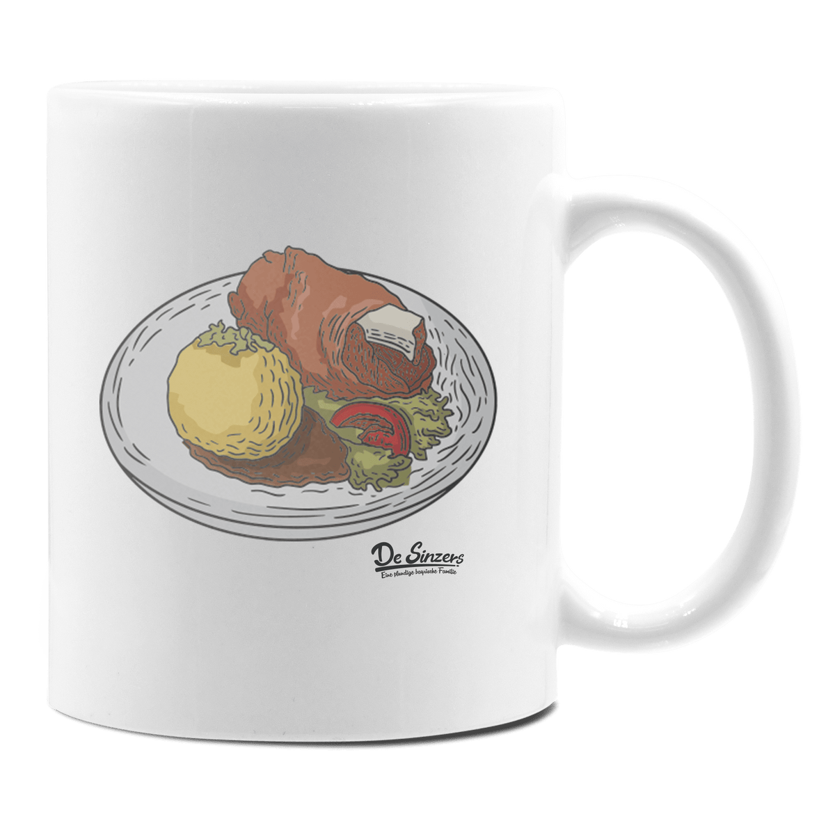 Die Elemente Schweinsbraten Keramik Kaffeetasse 330ml Weiss Rampoldplatte Front