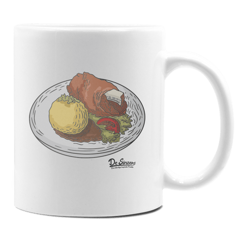 Die Elemente Schweinsbraten Keramik Kaffeetasse 330ml Weiss Rampoldplatte Front