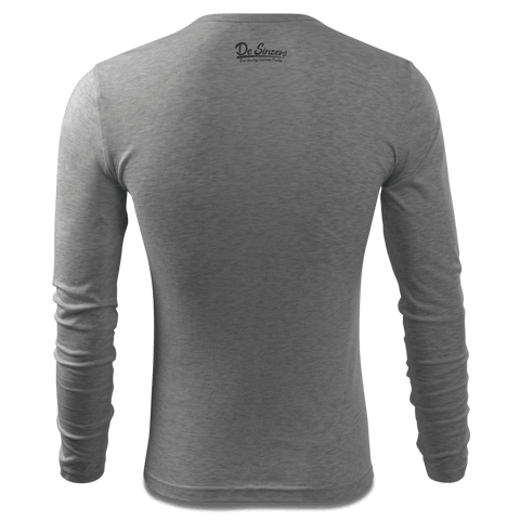 Die Elemente Schweinsbraten Longsleeve Fitted Herren Grau Meliert Haiden Back