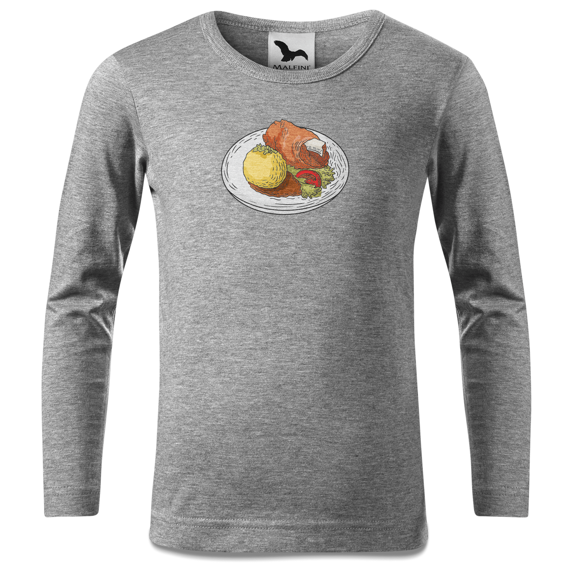 Die Elemente Schweinsbraten Longsleeve Kinder Grau Meliert Waldering Front