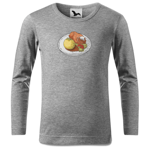 Die Elemente Schweinsbraten Longsleeve Kinder Grau Meliert Waldering Front