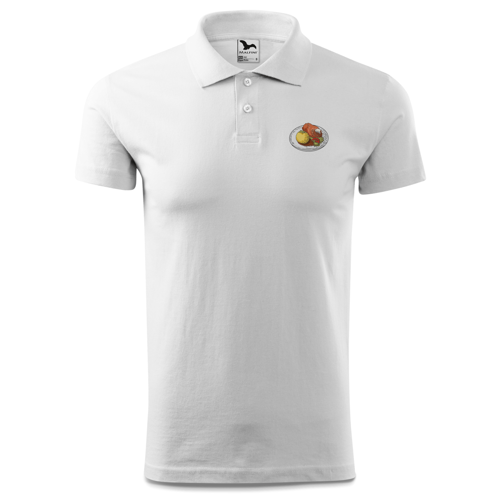 Die Elemente Schweinsbraten Polo Shirt Herren Weiss Murnau Front