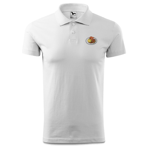 Die Elemente Schweinsbraten Polo Shirt Herren Weiss Murnau Front