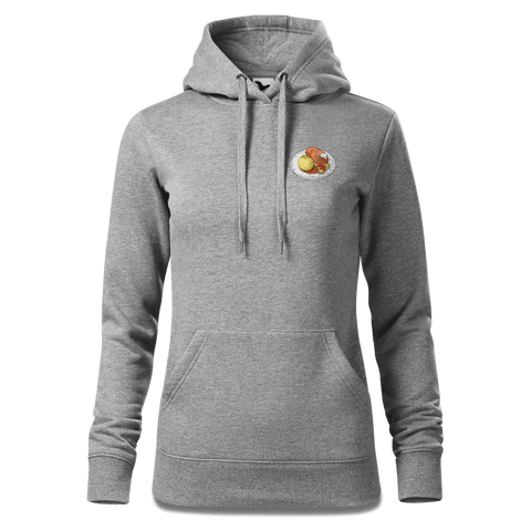 Die Elemente Schweinsbraten Sweatshirt Hoody Damen Grau Meliert Kleinholzen Front