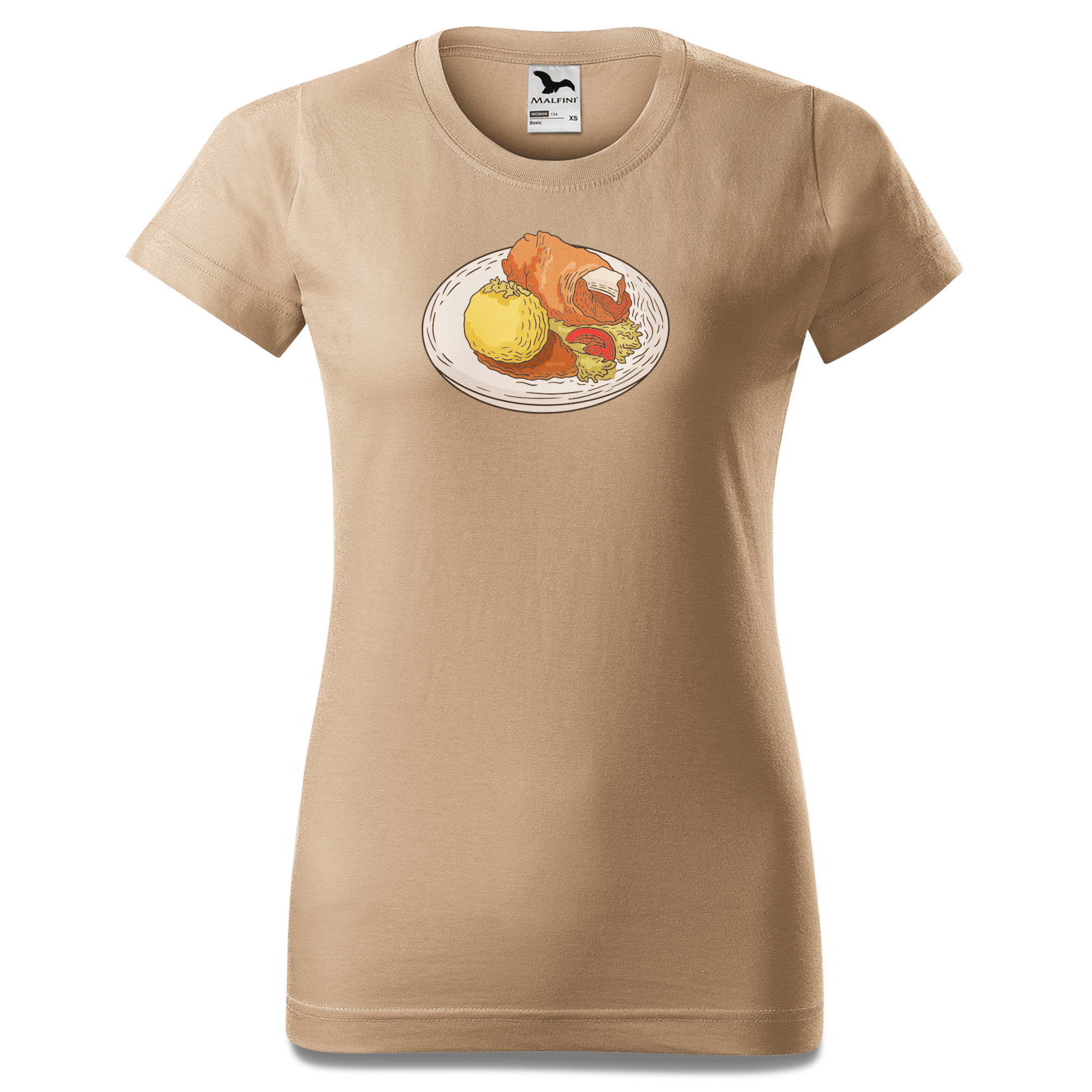 Die Elemente Schweinsbraten T Shirt Damen Sand Entleiten Front