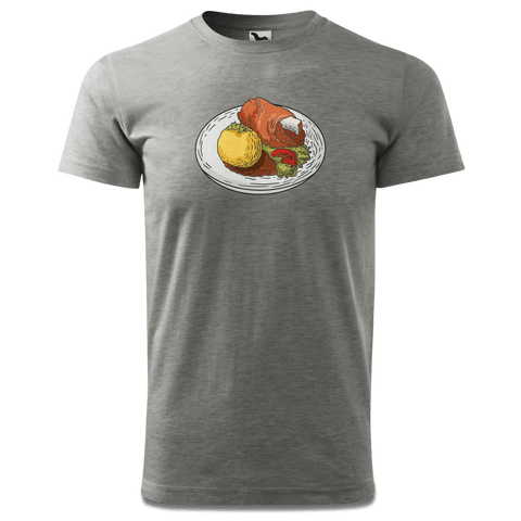 Die Elemente Schweinsbraten T Shirt Herren Grau Meliert Hofau Front