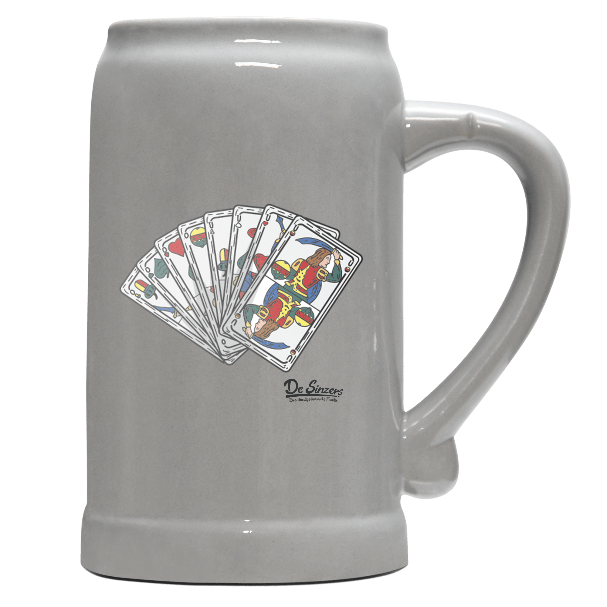 Die Elemente Spielkarten Bierkrug 1000ml Grau Zugspitze Front
