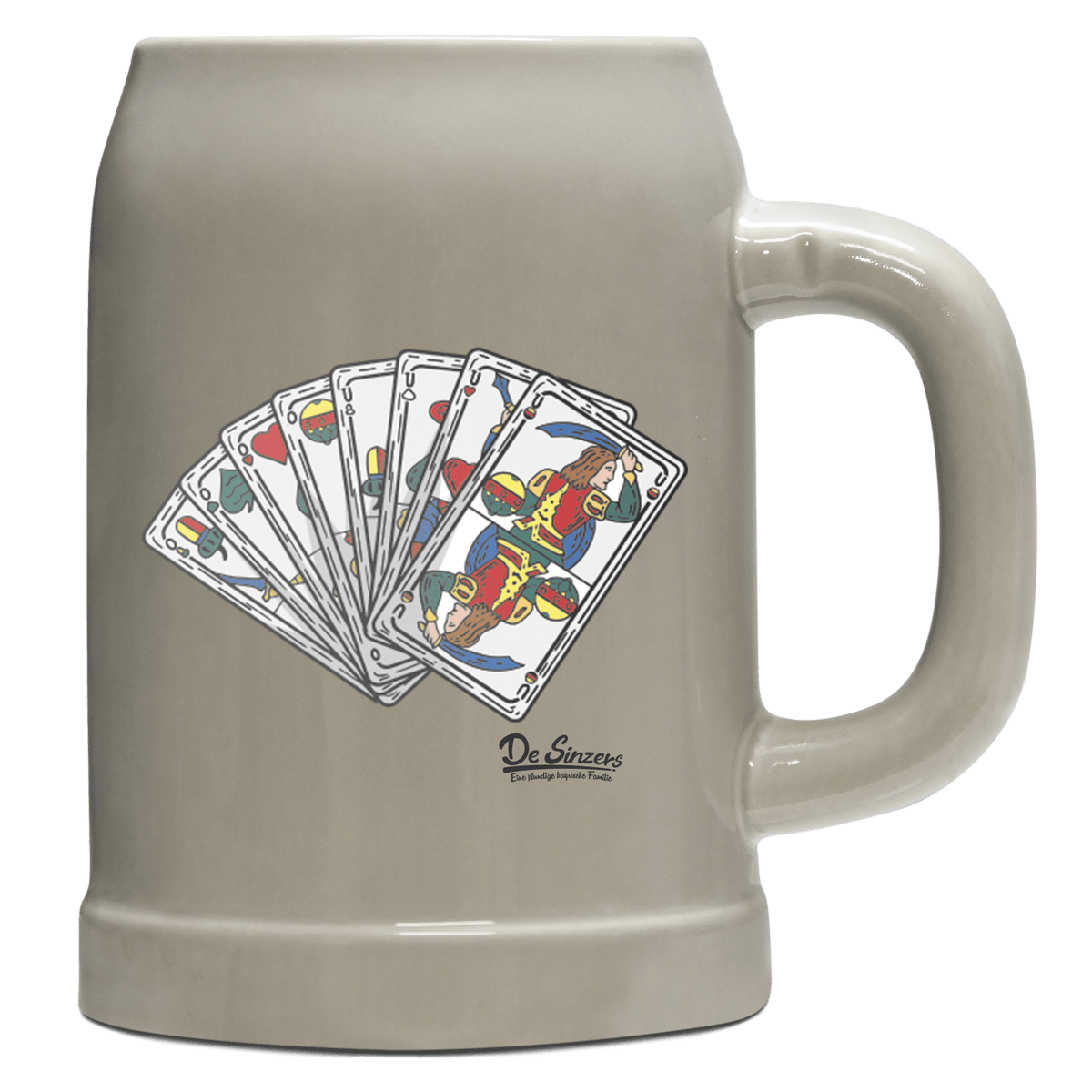 Die Elemente Spielkarten Bierkrug 500ml Grau Watzmann Front