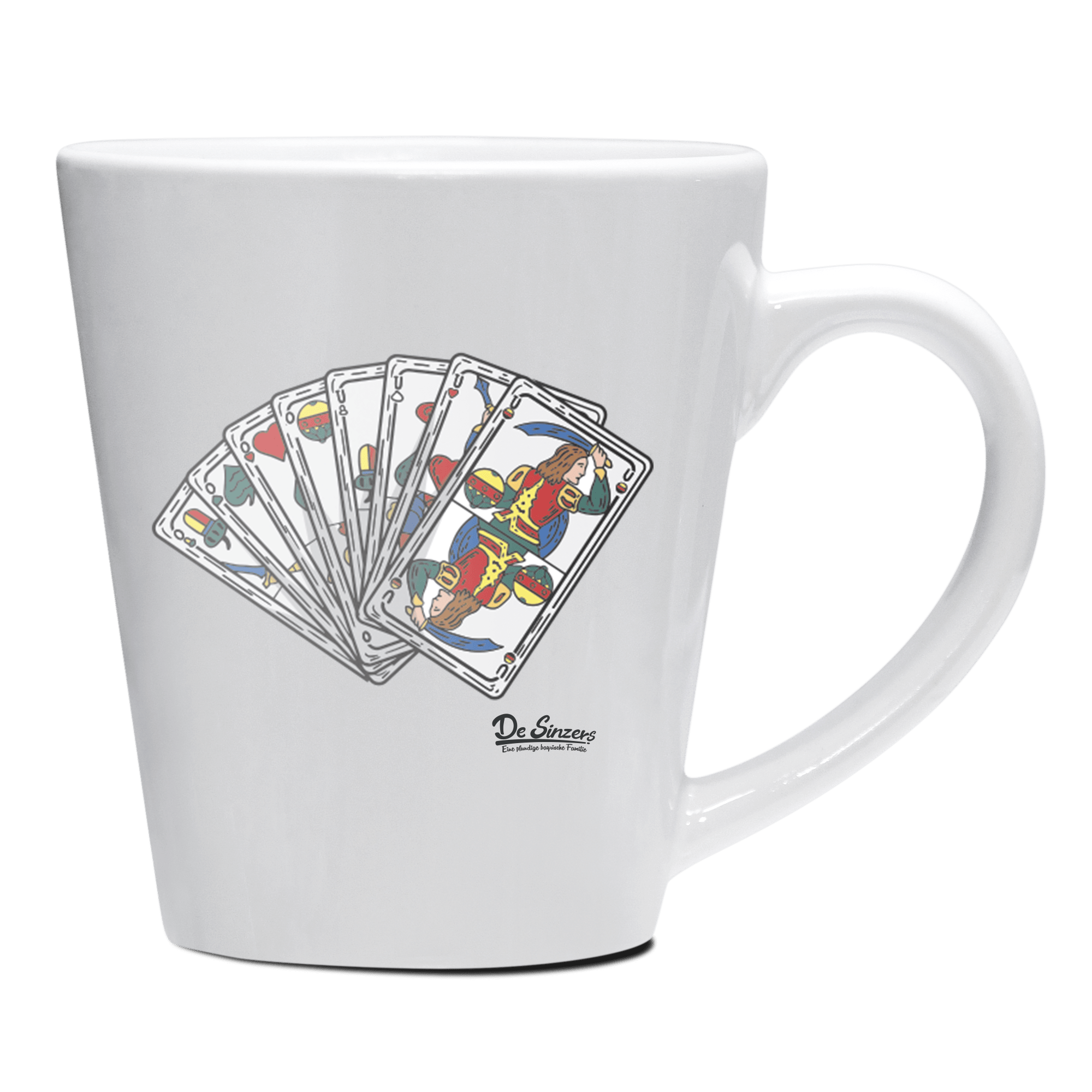 Die Elemente Spielkarten Keramik Kaffeetasse 200ml Weiss Herzogstand Front