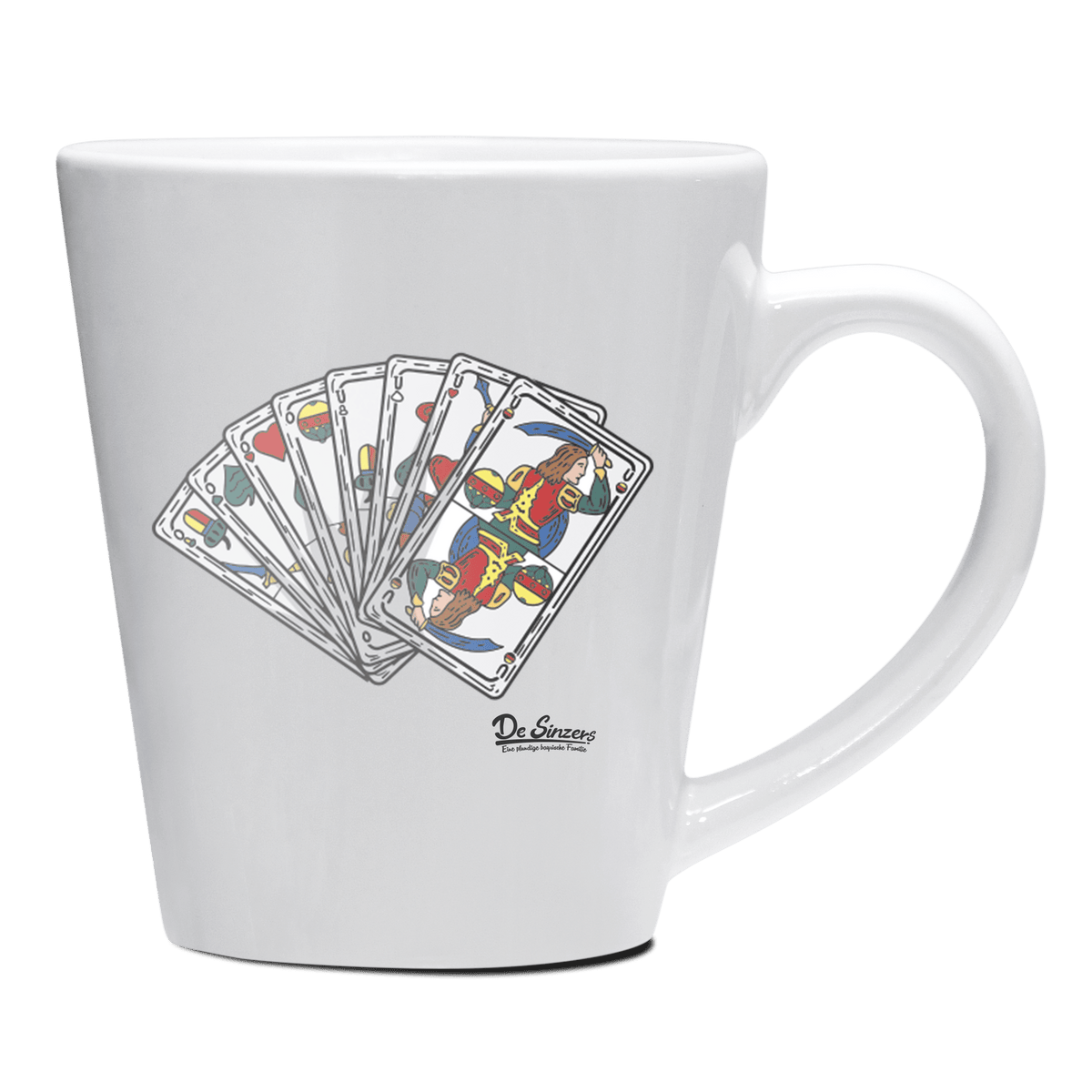 Die Elemente Spielkarten Keramik Kaffeetasse 200ml Weiss Herzogstand Front