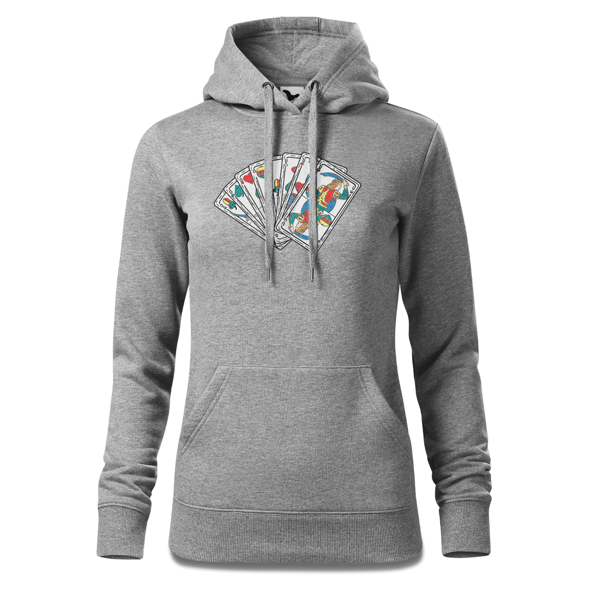 Die Elemente Spielkarten Sweatshirt Hoody Damen Grau Meliert Kieling Front