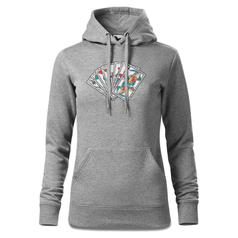 Die Elemente Spielkarten Sweatshirt Hoody Damen Grau Meliert Kieling Front