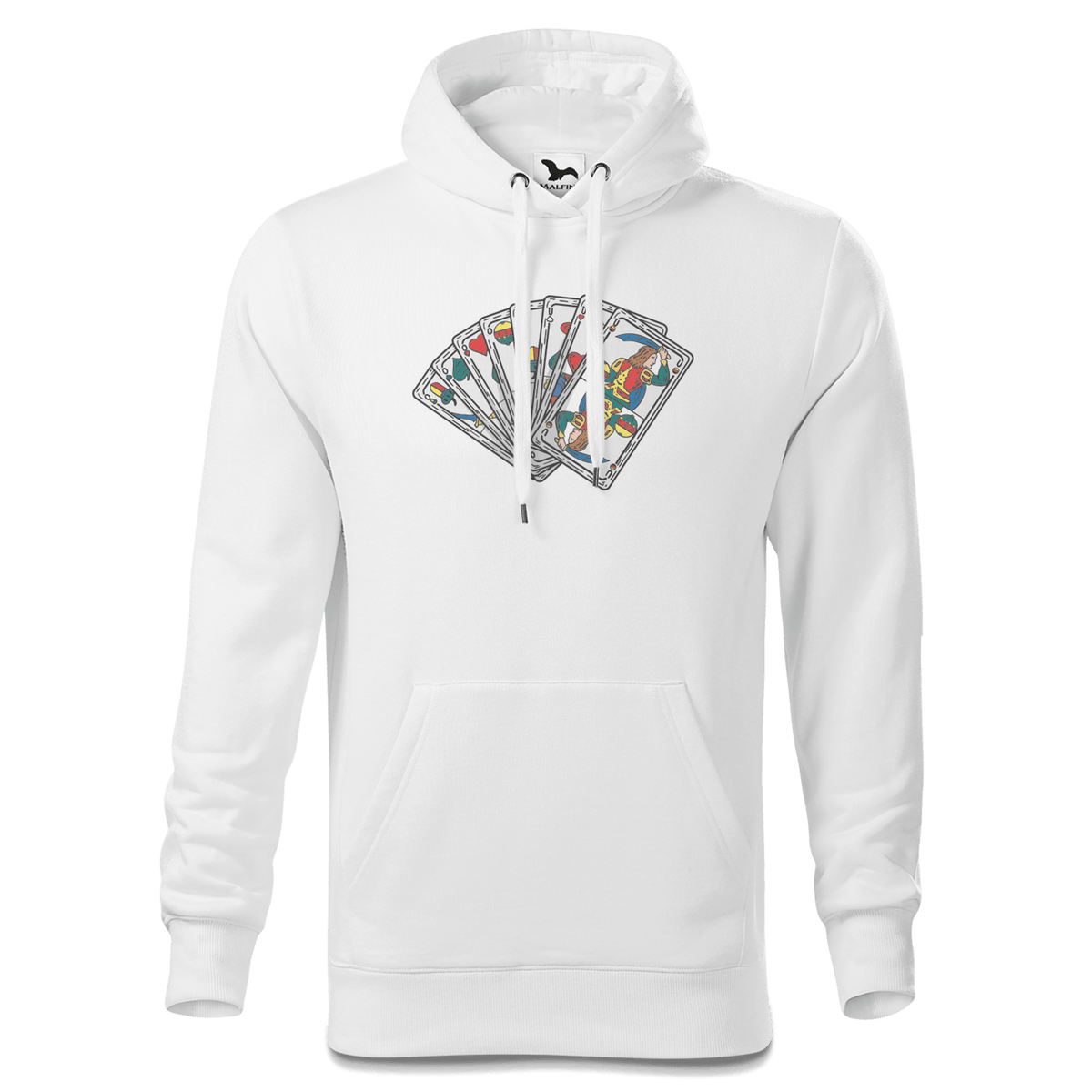 Die Elemente Spielkarten Sweatshirt Hoody Herren Weiss Reikering Front