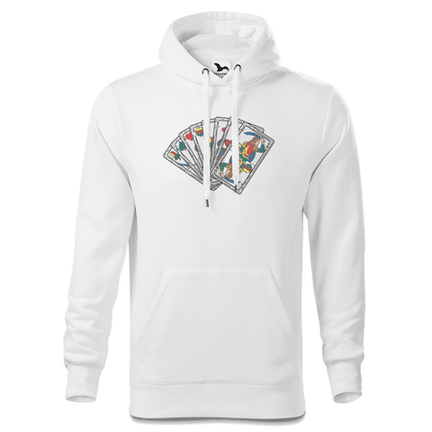 Die Elemente Spielkarten Sweatshirt Hoody Herren Weiss Reikering Front