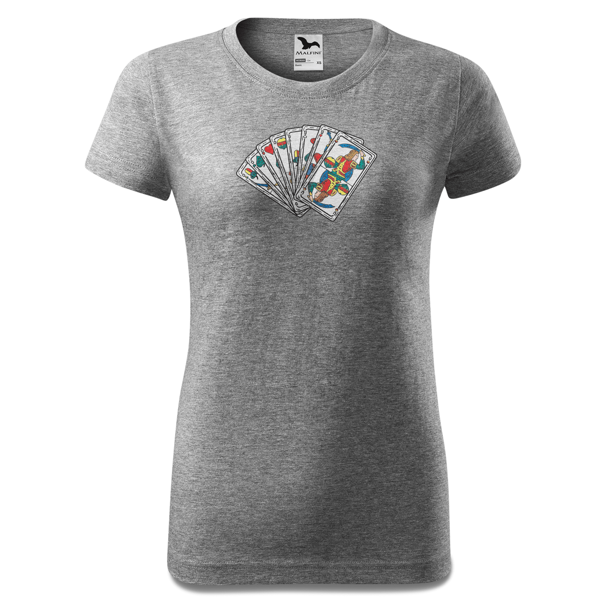 Die Elemente Spielkarten T Shirt Damen Grau Meliert Schlossberg Front