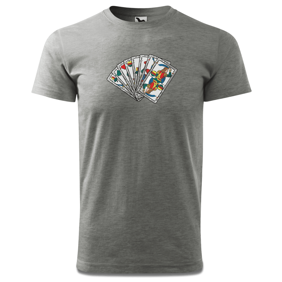 Die Elemente Spielkarten T Shirt Herren Grau Meliert Hofau Front