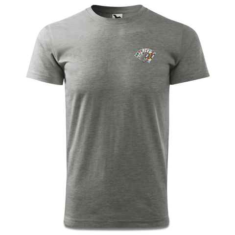 Die Elemente Spielkarten T Shirt Herren Grau Meliert Hofleiten Front