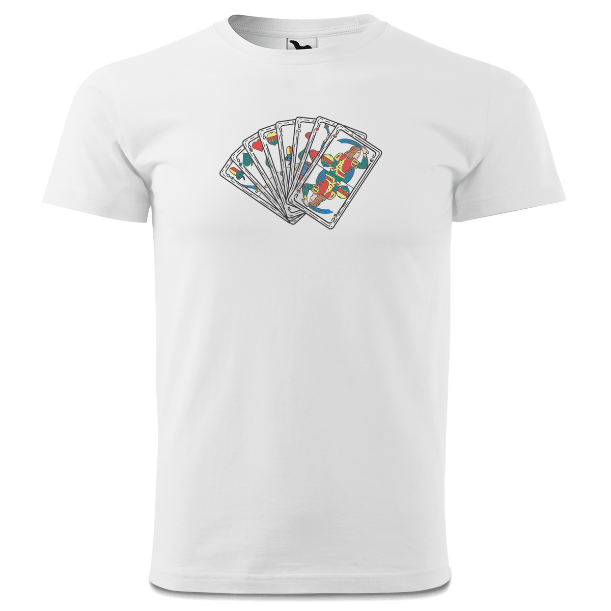 Die Elemente Spielkarten T Shirt Herren Weiss Landl Front