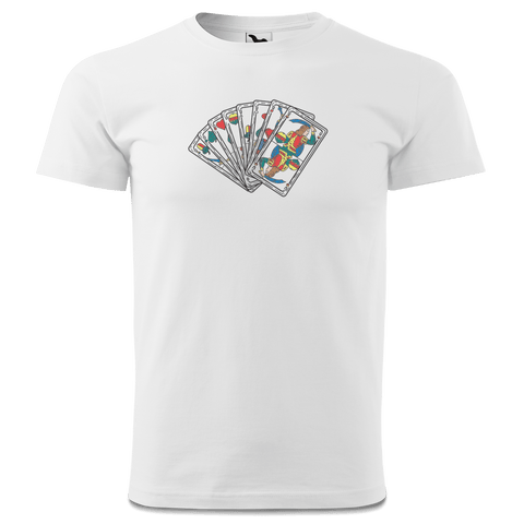 Die Elemente Spielkarten T Shirt Herren Weiss Landl Front
