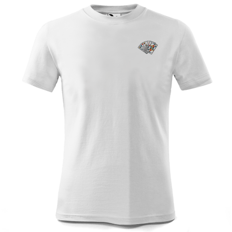 Die Elemente Spielkarten T Shirt Kinder Weiss Wendlerweg Front