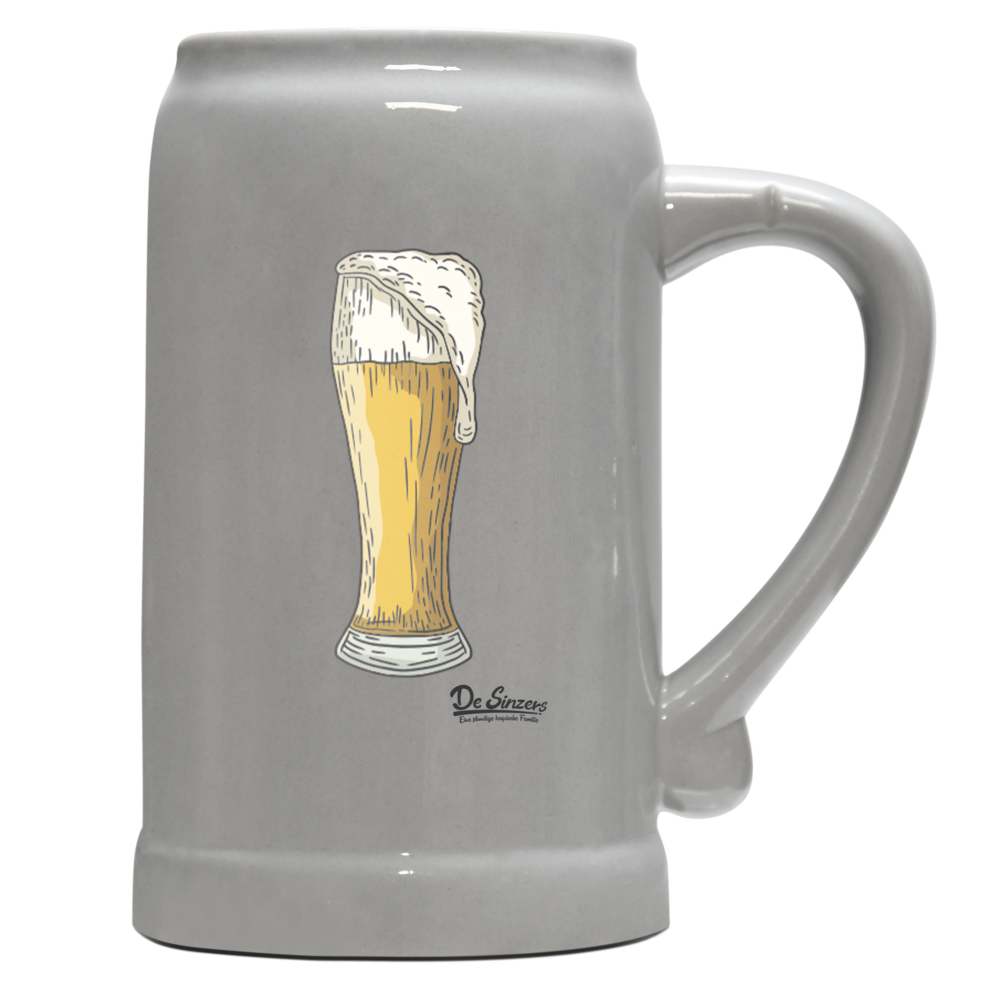 Die Elemente Weißbier Bierkrug 1000ml Grau Zugspitze Front